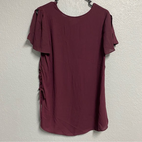 CATO long blouse women’s size extra small oversized maroon chiffon v-neck NWT - Picture 4 of 4